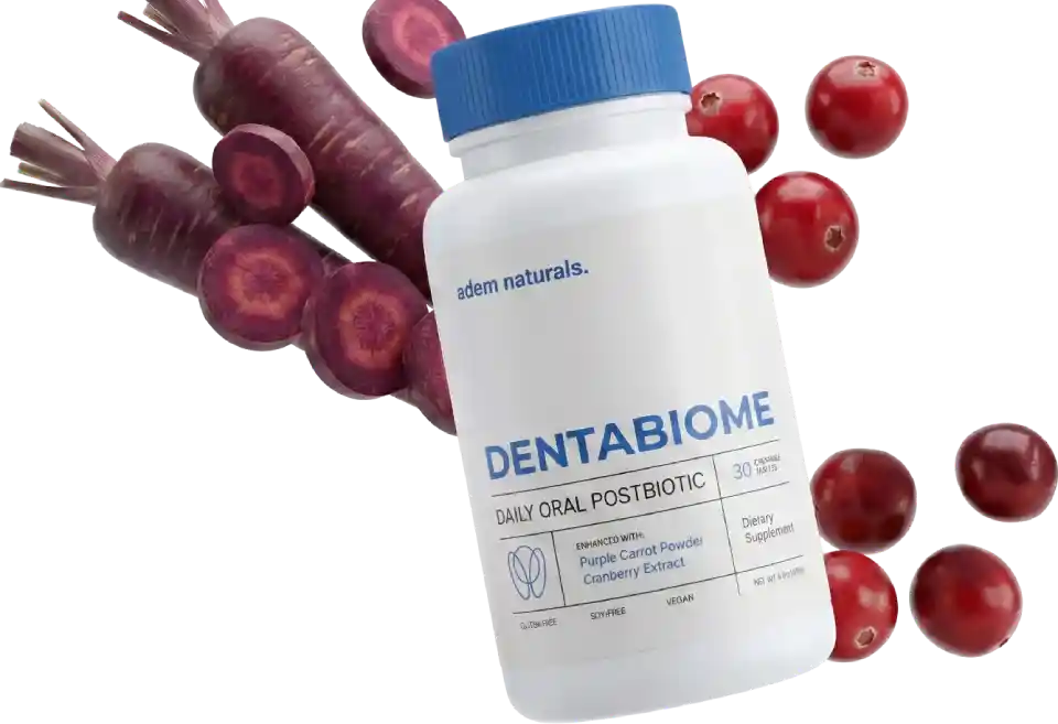 DentaBiome™ Postbiotic Chewable Tablets — Berry Frost Flavor — 7 Ingredients Purple Carrot Powder Cranberry Extract — Vegan Dairy-Free Non-GMO — Dietary Supplement
